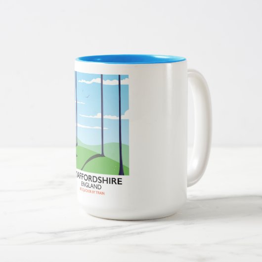 Staffordshire England Train Poster Zweifarbige Tasse (VorderseiteRechts)