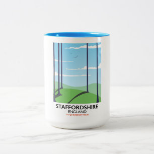 Staffordshire England Zugposter Zweifarbige Tasse