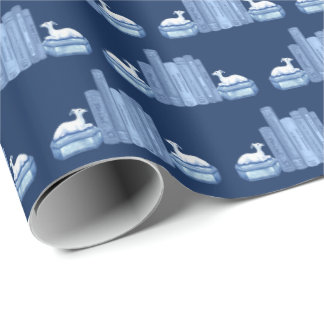 Staffordshire Greyhounds and Books Wrapping Paper Geschenkpapier