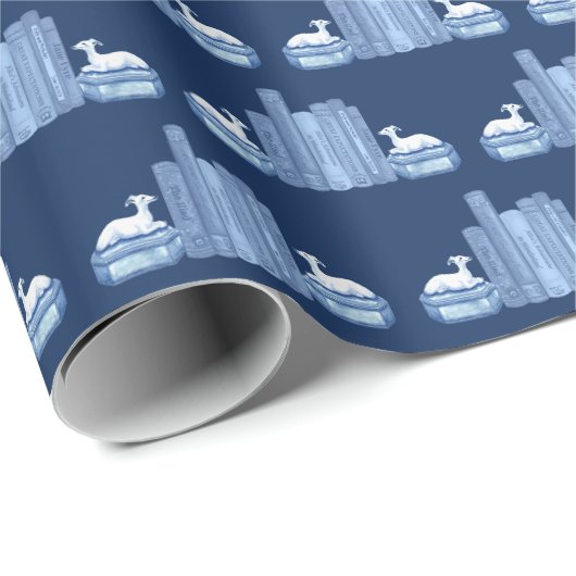 Staffordshire Greyhounds and Books Wrapping Paper Geschenkpapier (Rolleneckpunkt)
