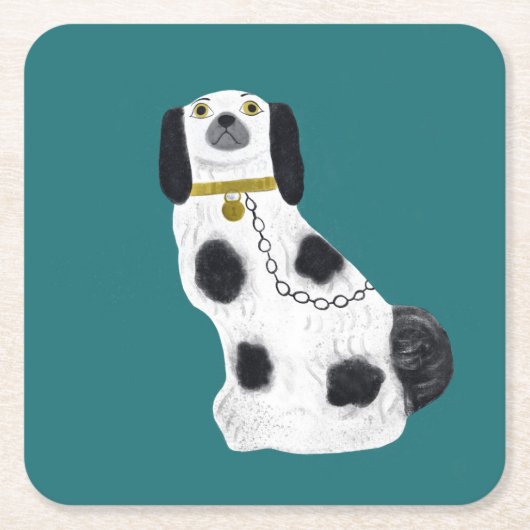 Staffordshire Hund auf aquamarinem Untersetzer (Vorderseite)