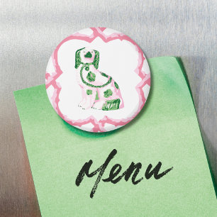Staffordshire-Hund Opt 1 in Rosa und Grün Magnet