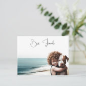 Staffordshire Pitbull & Boy Keepake Postkarte (Stehend Vorderseite)