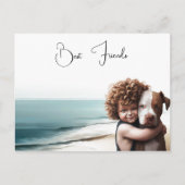 Staffordshire Pitbull & Boy Keepake Postkarte (Vorderseite)