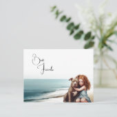 Staffordshire Pitbull & Girl Keepake Postkarte (Stehend Vorderseite)