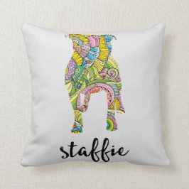 Staffordshire-Terrier-Blumenmuster-Silhouette Kissen