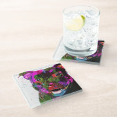 Staffordshire-Terrier-bunte Pop-Kunst Glasuntersetzer (Schrägansicht)