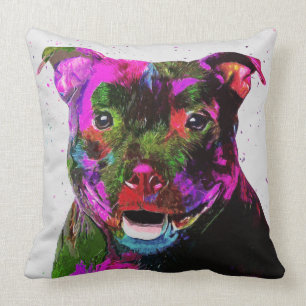 Staffordshire-Terrier-bunte Pop-Kunst Kissen