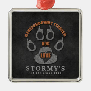 Staffordshire Terrier Dog Breed Christmas Silbernes Ornament