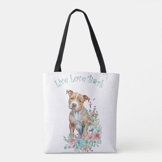 Staffordshire Terrier Dog Mama Floral Tasche (Rückseite)