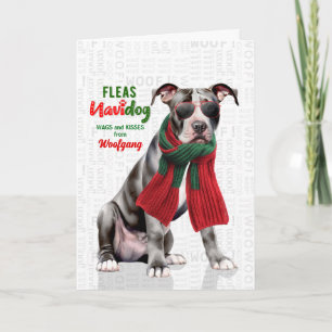 Staffordshire Terrier Hund Flöhe Navidog mit Namen Feiertagskarte
