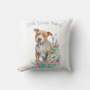 Staffordshire Terrier Hundemama Blumenmuster Kissen