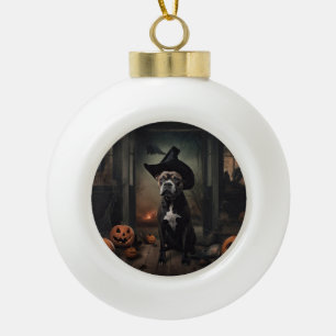 Staffordshire Terrier Kürbisse Halloween Gruselig Keramik Kugel-Ornament