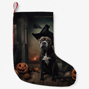 Staffordshire Terrier Kürbisse Halloween Gruselig Kleiner Weihnachtsstrumpf