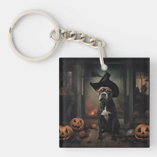 Staffordshire Terrier Kürbisse Halloween Gruselig Schlüsselanhänger
