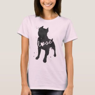 Staffordshire-Terrier-Liebewatercolor-Silhouette T-Shirt