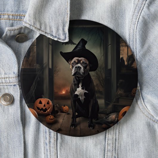 Staffordshire Terrier Pumpkins Halloween Beängstig Button (Beispiel)
