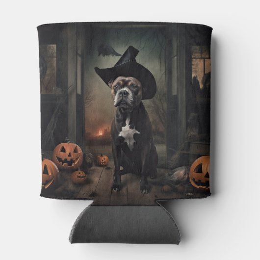 Staffordshire Terrier Pumpkins Halloween Beängstig Dosenkühler (Rückseite)