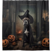 Staffordshire Terrier Pumpkins Halloween Beängstig Duschvorhang (Vorderseite)