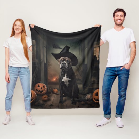Staffordshire Terrier Pumpkins Halloween Beängstig Fleecedecke (Beispiel)