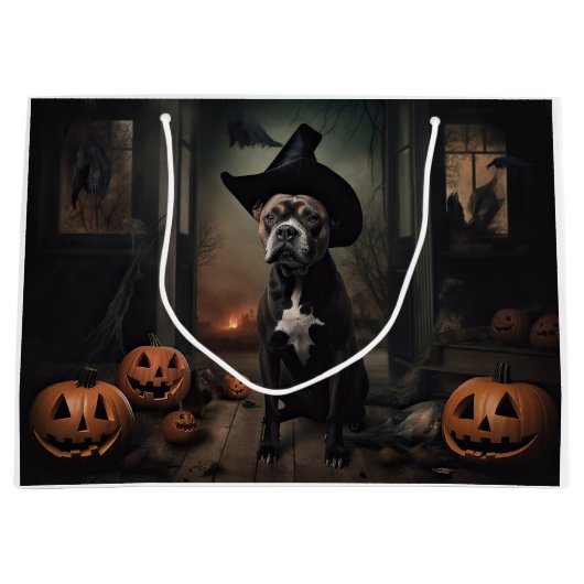 Staffordshire Terrier Pumpkins Halloween Beängstig Große Geschenktüte (Vorderseite)