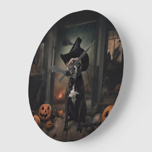 Staffordshire Terrier Pumpkins Halloween Beängstig Große Wanduhr