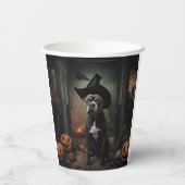 Staffordshire Terrier Pumpkins Halloween Beängstig Pappbecher (Rückseite)