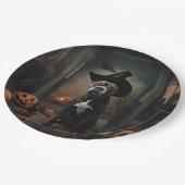 Staffordshire Terrier Pumpkins Halloween Beängstig Pappteller (Schrägansicht)