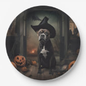 Staffordshire Terrier Pumpkins Halloween Beängstig Pappteller (Vorderseite)