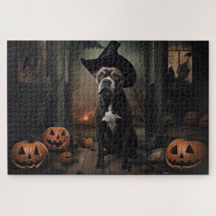 Staffordshire Terrier Pumpkins Halloween Beängstig Puzzle