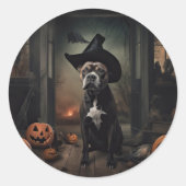 Staffordshire Terrier Pumpkins Halloween Beängstig Runder Aufkleber (Vorderseite)