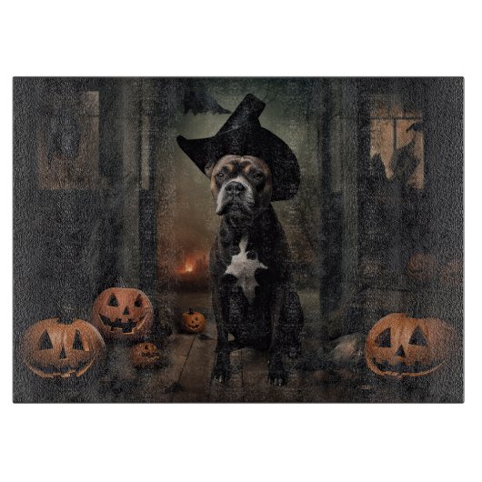 Staffordshire Terrier Pumpkins Halloween Beängstig Schneidebrett (Vorderseite)