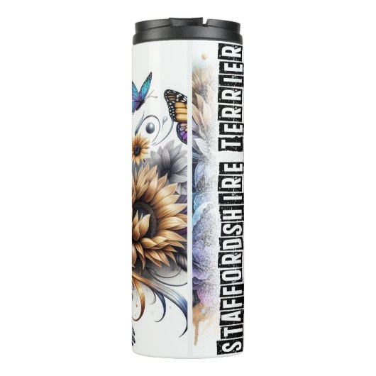 Staffordshire Terrier's Sunny Floral Strut Thermosbecher (Rückseite)