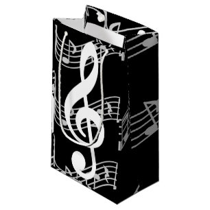 Staffs and Treble Clef on Black Kleine Geschenktüte