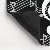 Staffs and Treble Clef on Black Mousepad (Ecke)