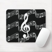 Staffs and Treble Clef on Black Mousepad (Mit Mouse)