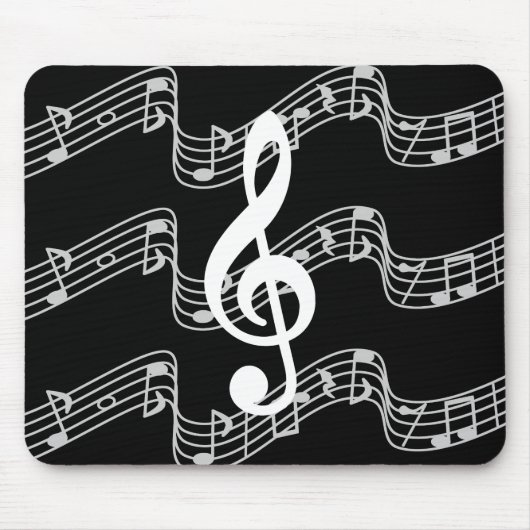 Staffs and Treble Clef on Black Mousepad (Vorne)
