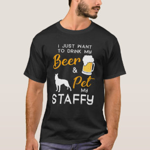 Staffy Dog Beer Lover Eigentümer Weihnachten Gebur T-Shirt
