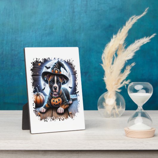 Staffy Dog Halloween Square Fotoplatte (Seite)