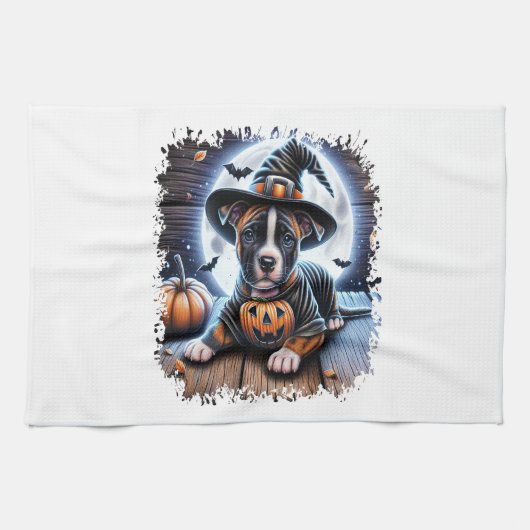 Staffy Dog Halloween Square Geschirrtuch (Horizontal)
