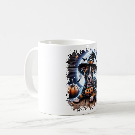 Staffy Dog Halloween Square Kaffeetasse (Vorderseite Links)