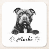 Staffy Dog Hand Zeichne Personalisiert Rechteckiger Pappuntersetzer (Vorderseite)