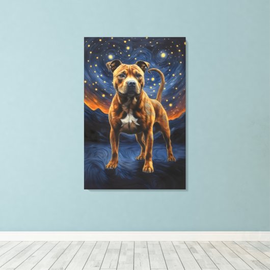 Staffy Dog Leinwanddruck (Insitu (Holzboden))