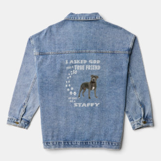 Staffy Dog Mama Stafford Vater Staffordshire Bull  Jeansjacke