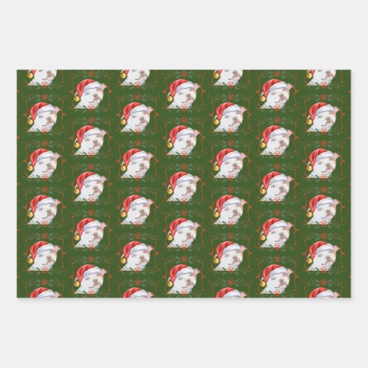 Staffy Dog Pattern Weihnachten Geschenkpapier Set (Vorderseite 3)