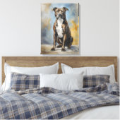 Staffy Dog Portrait Leinwanddruck (Insitu (Schlafzimmer))