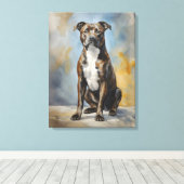 Staffy Dog Portrait Leinwanddruck (Insitu (Holzboden))