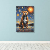Staffy Dog "Starry Nights" Leinwanddruck (Insitu (Holzboden))