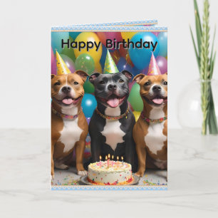 Staffy-Feier: Eine Geburtstagsfeier mit Kuchen  Karte