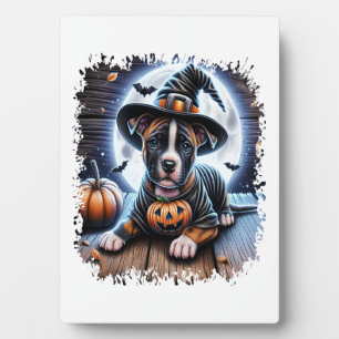 Staffy-Hund-Halloween-Platz Fotoplatte